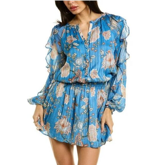 NEW Ramy Brook Hamilton Mini Dress In Blue $495
